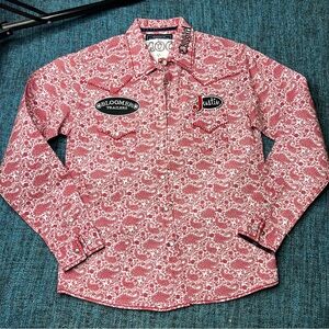 Rough Stock by Panhandle Women's Paisley Pearl Snap Western Shirt in Pink Medium